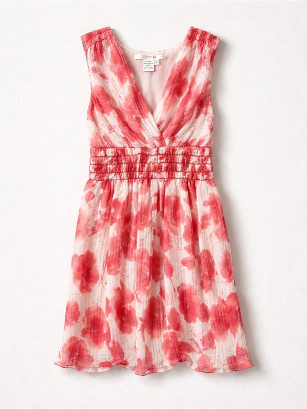 Studio M Red and White Tie-Dye V-Neck Mini Dress | Small |